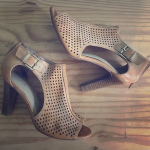 Tan Cutout Heel Sandals